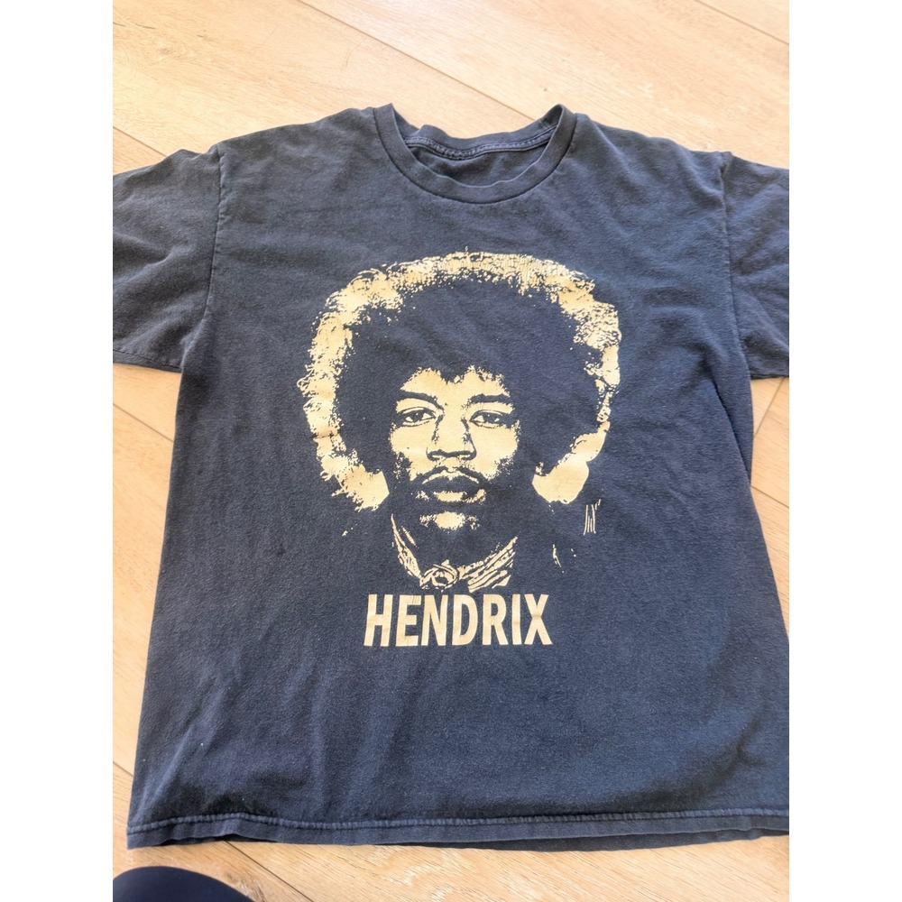 Jimi Hendrix Graphic T-Shirt Mens Black Short Sleeve Rock Band Tee vintage #178